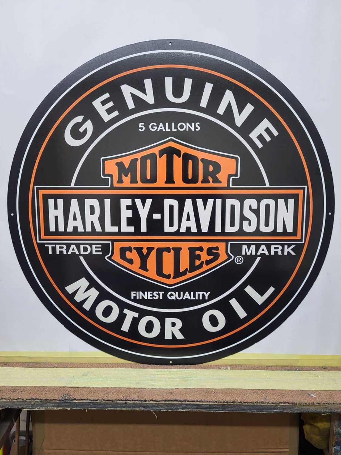 Lot 49 - HARLEY DAVIDSON MOTOR OIL METAL SIGN 24" DIA