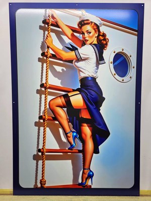 Lot 239 - PIN UP SAILOR GIRL METAL SIGN 24" X 36"