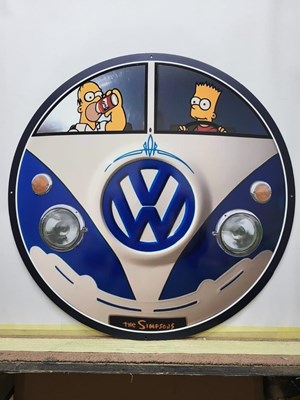 Lot 411 - THE SIMPSONS VW BUS METAL SIGN 24" DIA