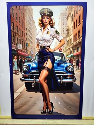 Lot 463 - NEW YORK POLICE GIRL METAL SIGN 24" X 38"