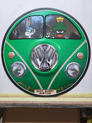 Lot 691 - MARVIN THE MARTIAN VW BUS METAL SIGN 24" DIA