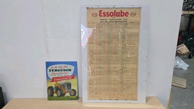 Lot 365 - ESSO LUBE FRAMED SIGN & FERGUSON TIN REPRO SIGN