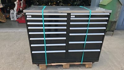 Lot 65 - XL SHURE NEW OLD STOCK ROLLER DRAW TOOL CABINET, INC KEY L60" W28" H45"