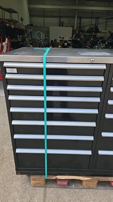 Lot 65 - XL SHURE NEW OLD STOCK ROLLER DRAW TOOL CABINET, INC KEY L60" W28" H45"