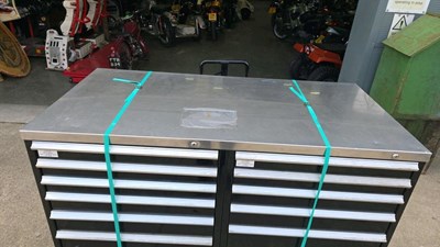 Lot 65 - XL SHURE NEW OLD STOCK ROLLER DRAW TOOL CABINET, INC KEY L60" W28" H45"