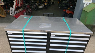 Lot 65 - XL SHURE NEW OLD STOCK ROLLER DRAW TOOL CABINET, INC KEY L60" W28" H45"