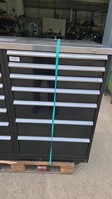 Lot 65 - XL SHURE NEW OLD STOCK ROLLER DRAW TOOL CABINET, INC KEY L60" W28" H45"