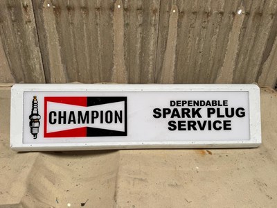 Lot 517 - CHAMPION SPARK PLUG SERVICE LIGHT UP SIGN 49" X14"