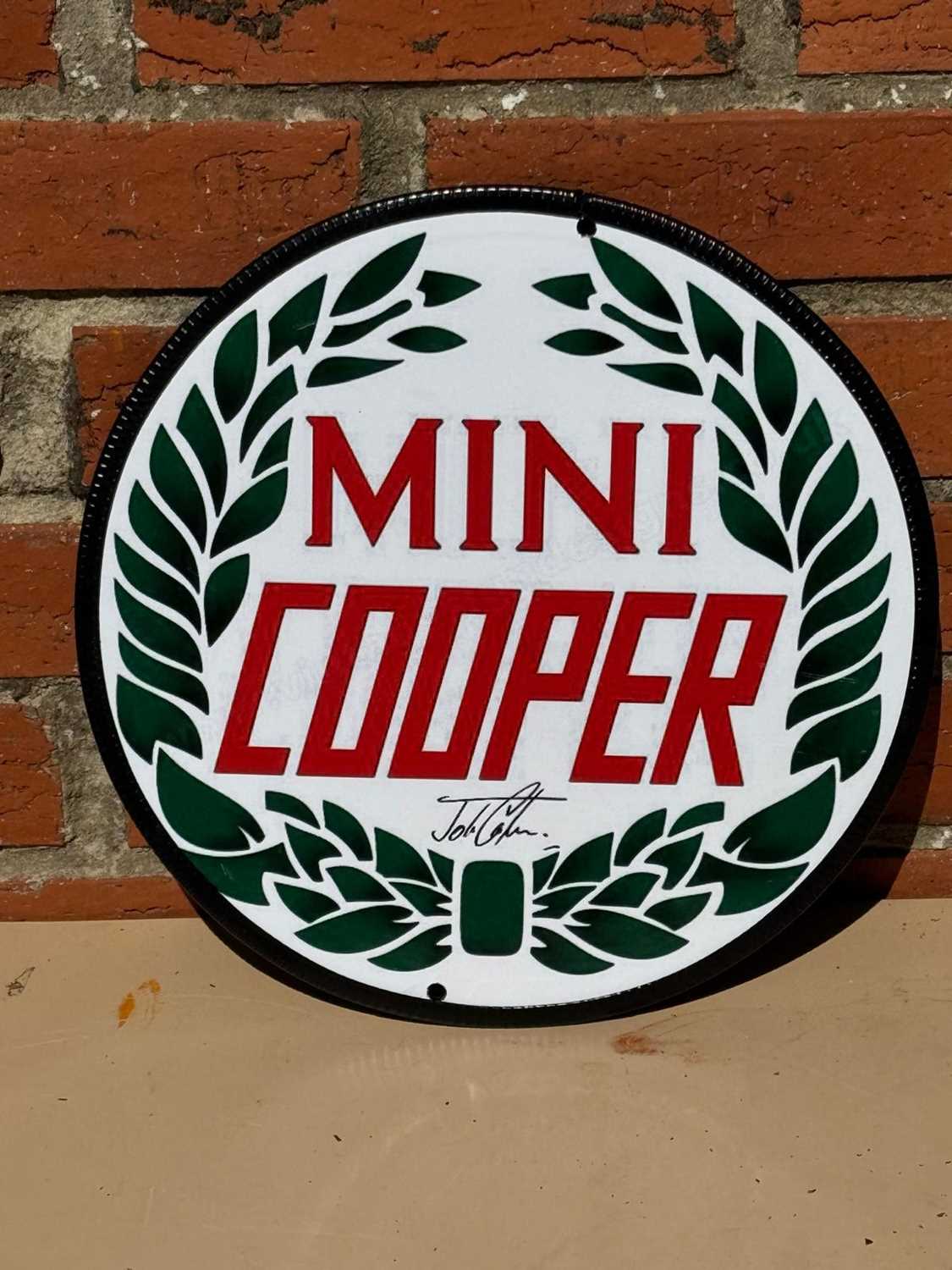 Lot 83 - MINI COOPER REPRO ENAMEL SIGN 12.3/4 " DIA