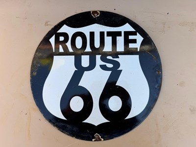 Lot 181 - ROUTE 66 REPRO ENAMEL SIGN 12" DIA