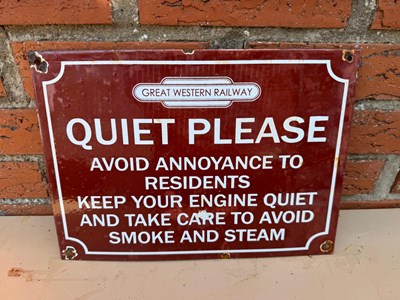 Lot 237 - BRITISH RAILWAY QUIET PLEASE REPRO ENAMEL SIGN 14" X 10"