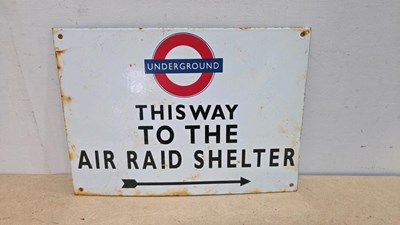 Lot 347 - UNDERGROUND, AIR RAID SHELTER REPRO ENAMEL SIGN 14" X 10"