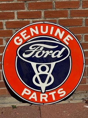 Lot 279 - FORD V8 REPRO ENAMEL SIGN 30" DIA