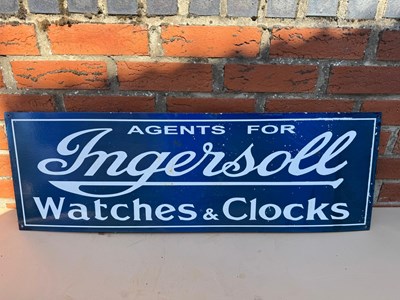 Lot 195 - WATCHES & CLOCKS REPRO ENAMEL SIGN 36" X 12"