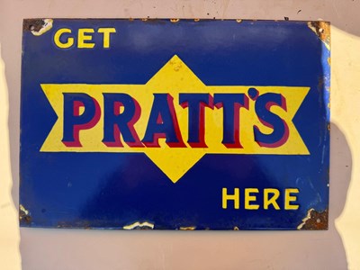 Lot 269 - GET PRATT'S HERE REPRO ENAMEL SIGN 14"X 9.5"