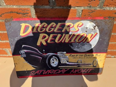 Lot 473 - DIGGERS REUNION REPRO SIGN 23.5" X 15.5"