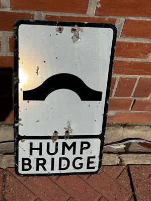 Lot 493 - ALUMINIUM HUMP BACK BRIDGE SIGN 21" X 12"
