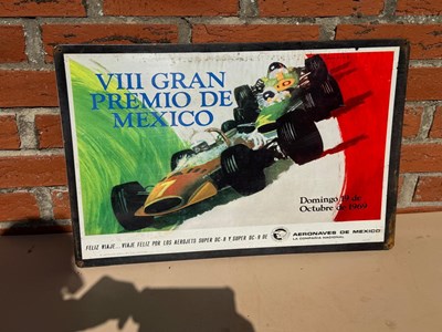 Lot 543 - MEXICO GRAND PRIX TIN SIGN 23.5" X 15.5"