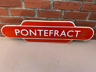 Lot 637 - PONTEFRACT REPRO ENAMEL SIGN 36"X 10"