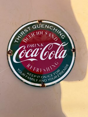 Lot 683 - COCA COLA REPRO ENAMEL SIGN 8" DIA