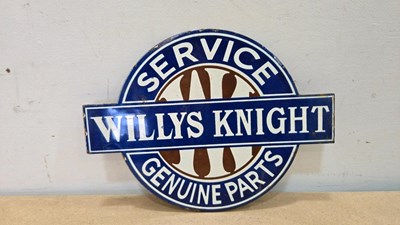 Lot 353 - WILLYS KNIGHT SERVICE GENUINE PARTS, REPRO ENAMEL SIGN 10" X 7.5"