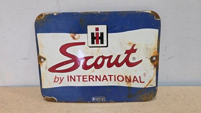 Lot 484 - SCOUT BY INTERNATIONAL REPRO ENAMEL SIGN 10" X 8"