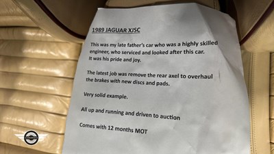 Lot 30 - 1989 JAGUAR XJ-S CONVERTIBLE AUTO
