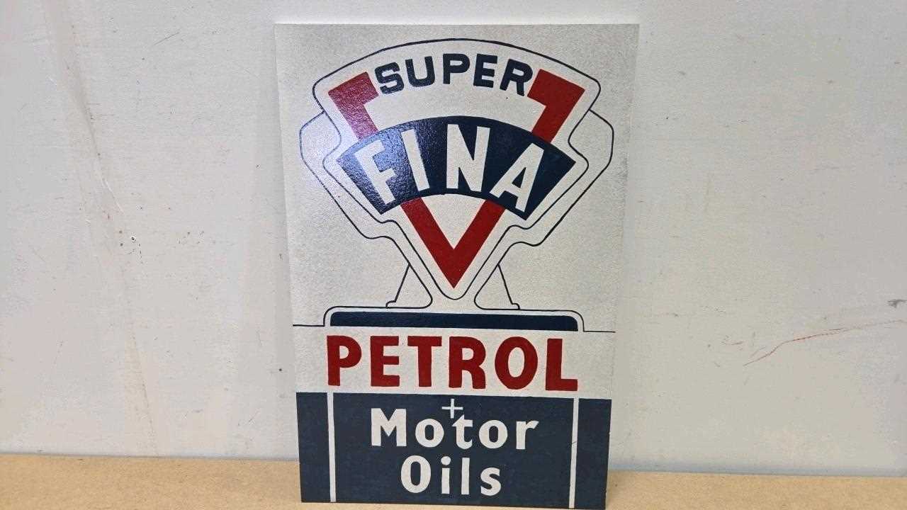 Lot 107 - WOODEN HAND PAINTED SUPER FINA PETROL SIGN 24" X 16"