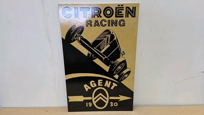 Lot 235 - WOODEN HAND PAINTED CITROEN RACING SIGN 27"X 17"
