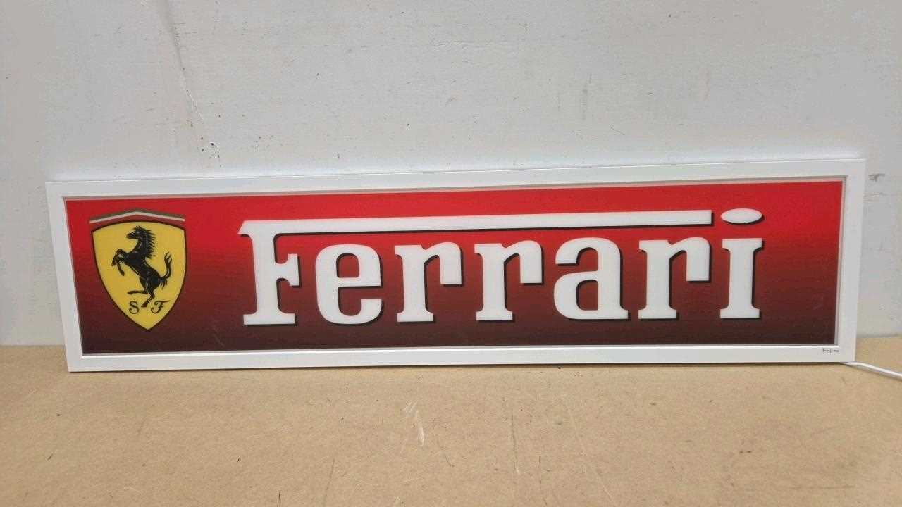 Lot 11 - FERRARI LIGHT UP SIGN 47" X 12"
