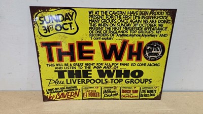 Lot 497 - THE WHO TIN REPRO SIGN 16" X 12"