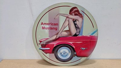 Lot 52 - AMERICAN MUSTANG PRINTED REPRO SIGN 24" DIA