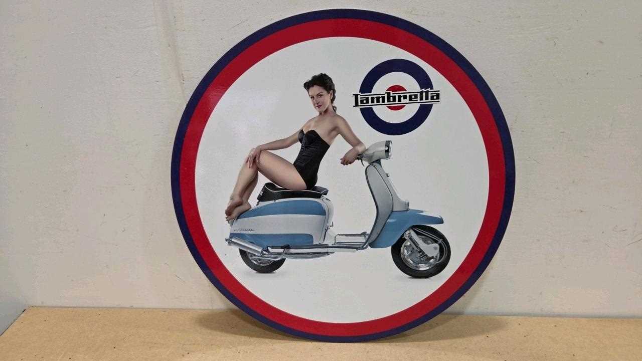Lot 149 - LAMBRETTA PRINTED REPRO SIGN 24" DIA