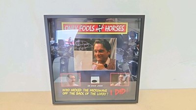 Lot 137 - SIGNED FRAMED DAVID JASON , ONLY FOOLS & HORSES PICTURE 20" X 20"