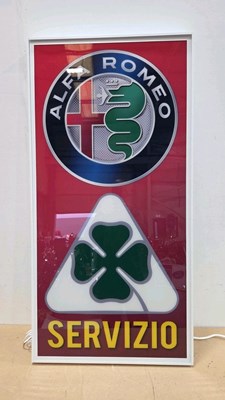 Lot 379 - ALFA ROMEO CLOVERLEAF ILLUMINATED SIGN 48" X 24"
