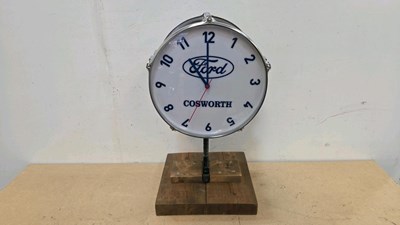 Lot 29 - FORD COSWORTH, DOUBLE SIDED CLOCK 25" X 13"