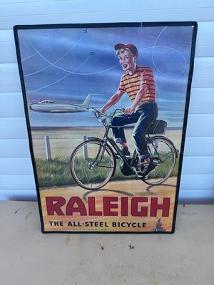 Lot 33 - RALEIGH TIN REPRO SIGN 23" X 17"