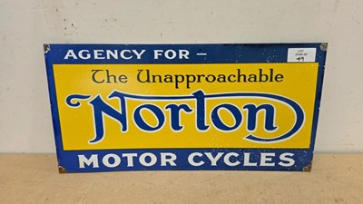 Lot 49 - NORTON MOTOR CYCLES REPRO ENAMEL SIGN 24" X 12"