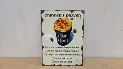 Lot 83 - IRISH STOUT REPRO ENAMEL SIGN 16" X 12"