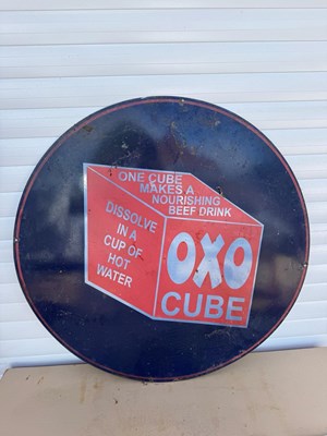 Lot 125 - OXO CUBE REPRO ENAMEL SIGN 36" DIA