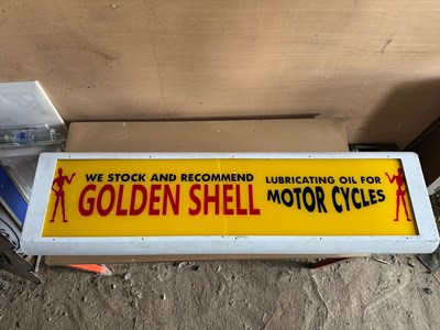 Lot 211 - GOLDEN SHELL LIGHT UP SIGN 49" X 14"