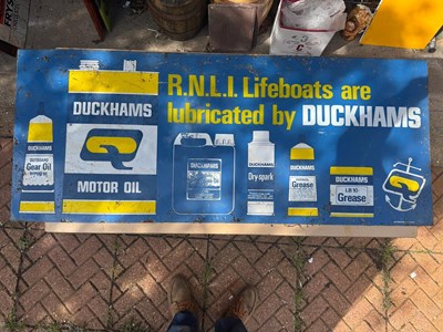 Lot 253 - DUCKHAMS, R.N.L.I. LIFEBOATS ENAMEL SIGN 54" X 22"
