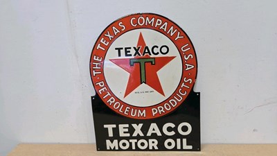 Lot 349 - TEXACO MOTOR OIL REPRO ENAMEL SIGN 27" X 21"