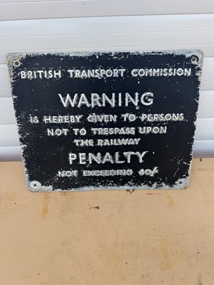Lot 807 - BRITISH TRANSPORT WARNING , CAST ALUMINIUM SIGN