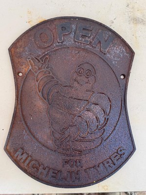 Lot 813 - OPEN FOR MICHELIN TYRES CAST SIGN 10.5" X 8"