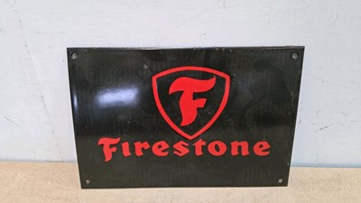 Lot 515 - FIRESTONE REPRO ENAMEL SIGN 12" X 8"