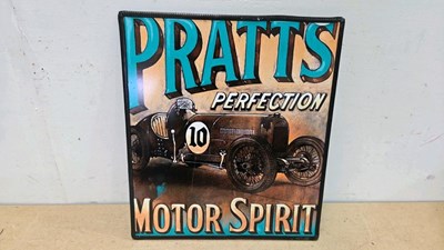 Lot 341 - PRATT'S PERFECTION MOTOR SPIRIT , REPRO SIGN 18" X 16"