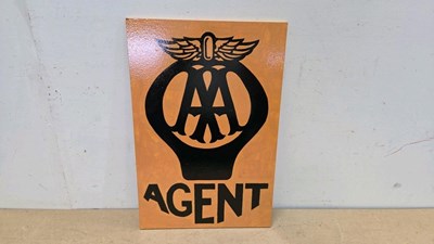 Lot 101 - WOODEN HAND PAINTED AA AGENT SIGN 20" X 13"