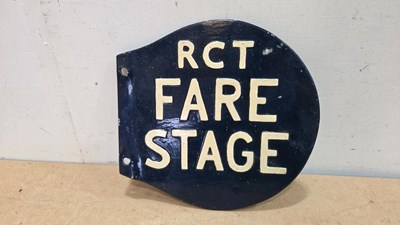 Lot 37 - RCT FARE STAGE , DOUBLE SIDED BUS STOP SIGN 13" X 12.5"